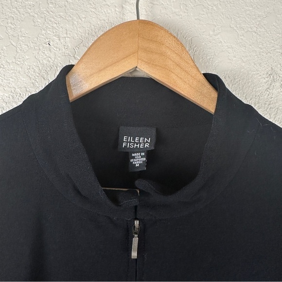 Eileen Fisher Black Stand Collar Two Way Zip Front Jacket Size Medium Women - Picture 3 of 12